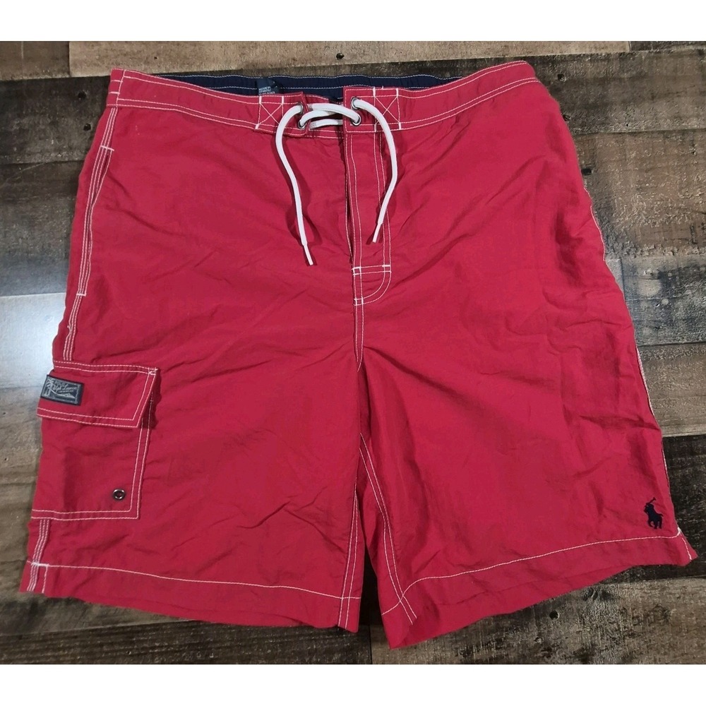 Polo Ralph Lauren Board Swim Trunks Men's Medium Red Blue Pony 90's Y2K 2000's